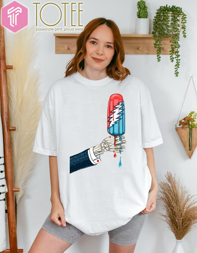 Skeleton Hand Holding Grateful Dead Ice Cream T-Shirt