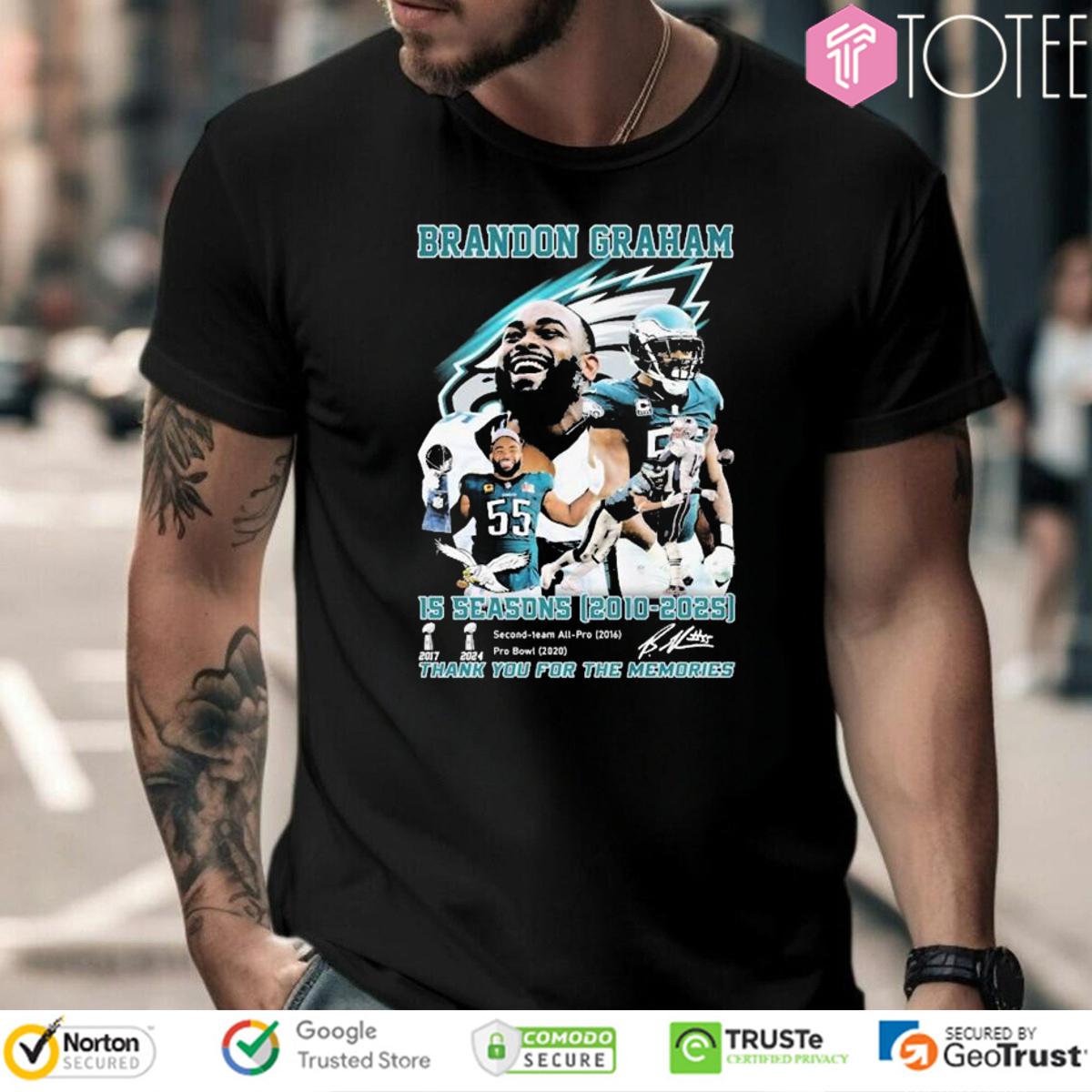 Brandon Graham Philadelphia Eagles 15 Seasons 2010-2025 Signature T-Shirt