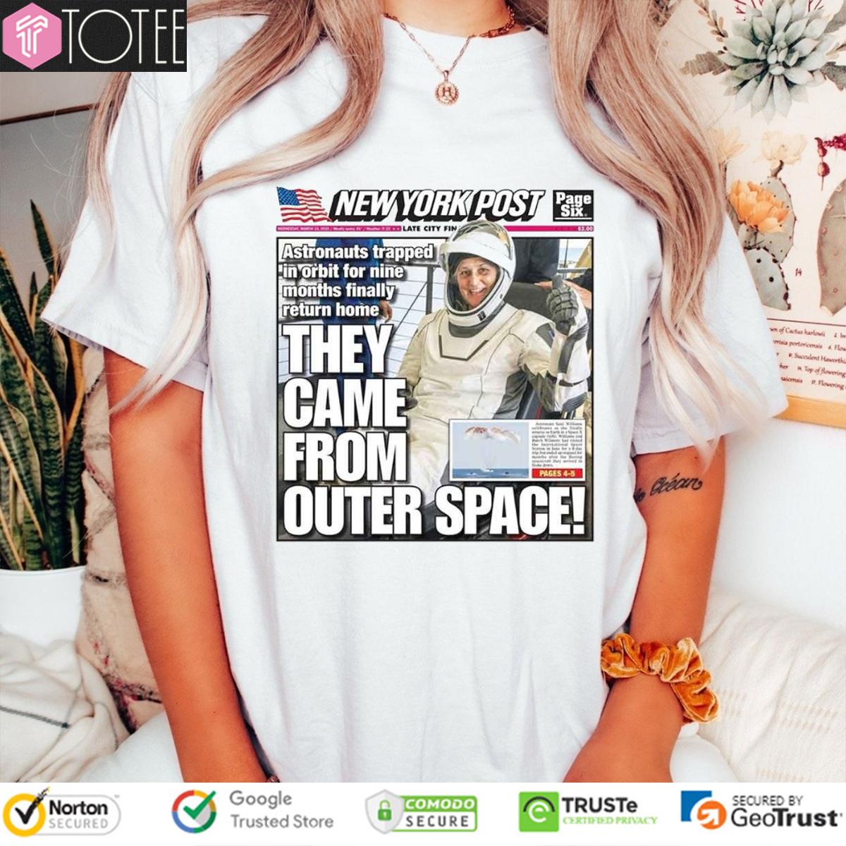 New York Post Astronauts They Come From Outer Space T-Shirt