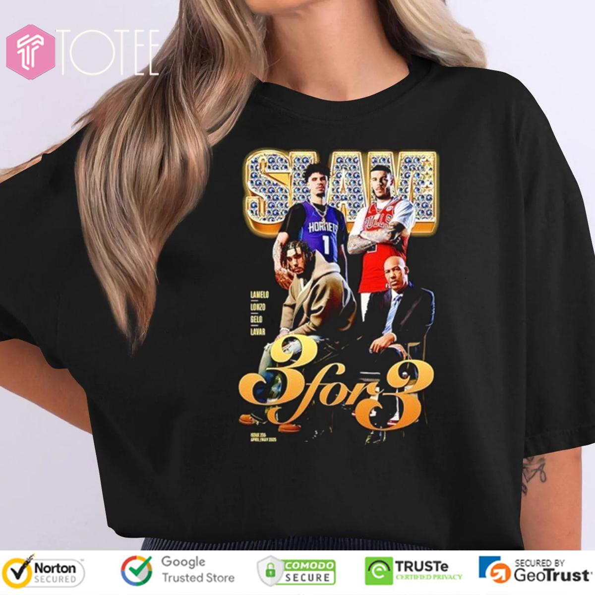 Slam 3 For 3 Lamelo Lonzo Charlotte Hornets Gelo Lavar Greensboro Swarm T-Shirt