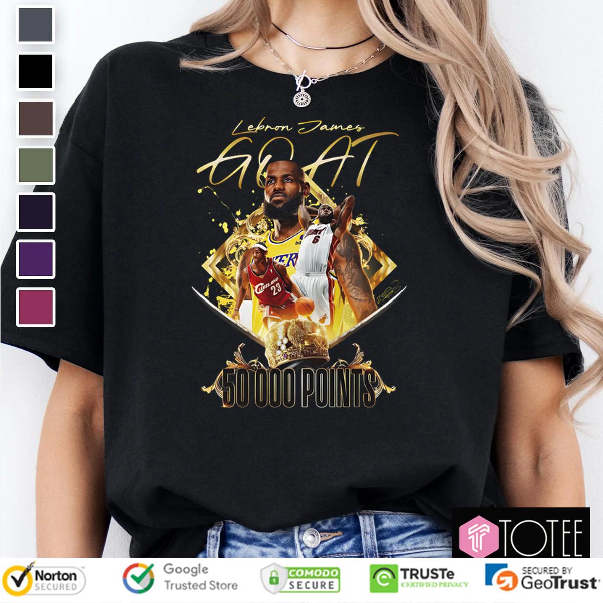 Los Angeles Lakers LeBron James Goat 50000 Points Signature T-Shirt