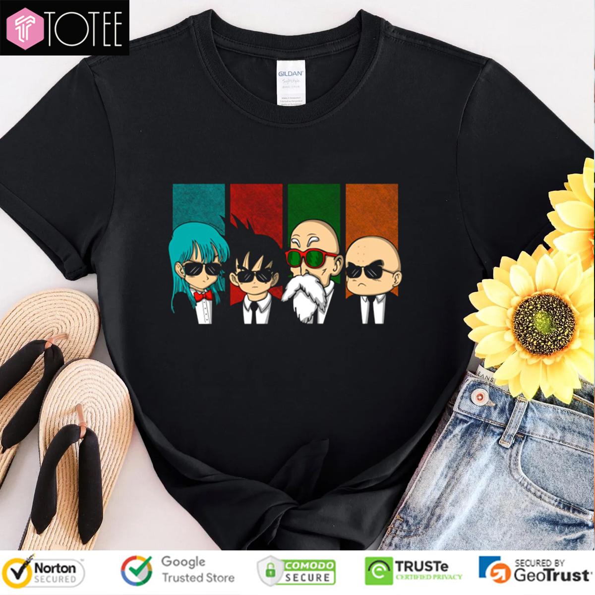 Bulma Goku Roshi Krillin Dragon Ball Z Characters Parody MIB T-Shirt